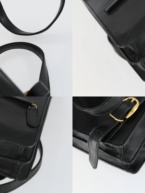 GUCCI Backpack Leather Black Gold Auth bs32276 main image 11